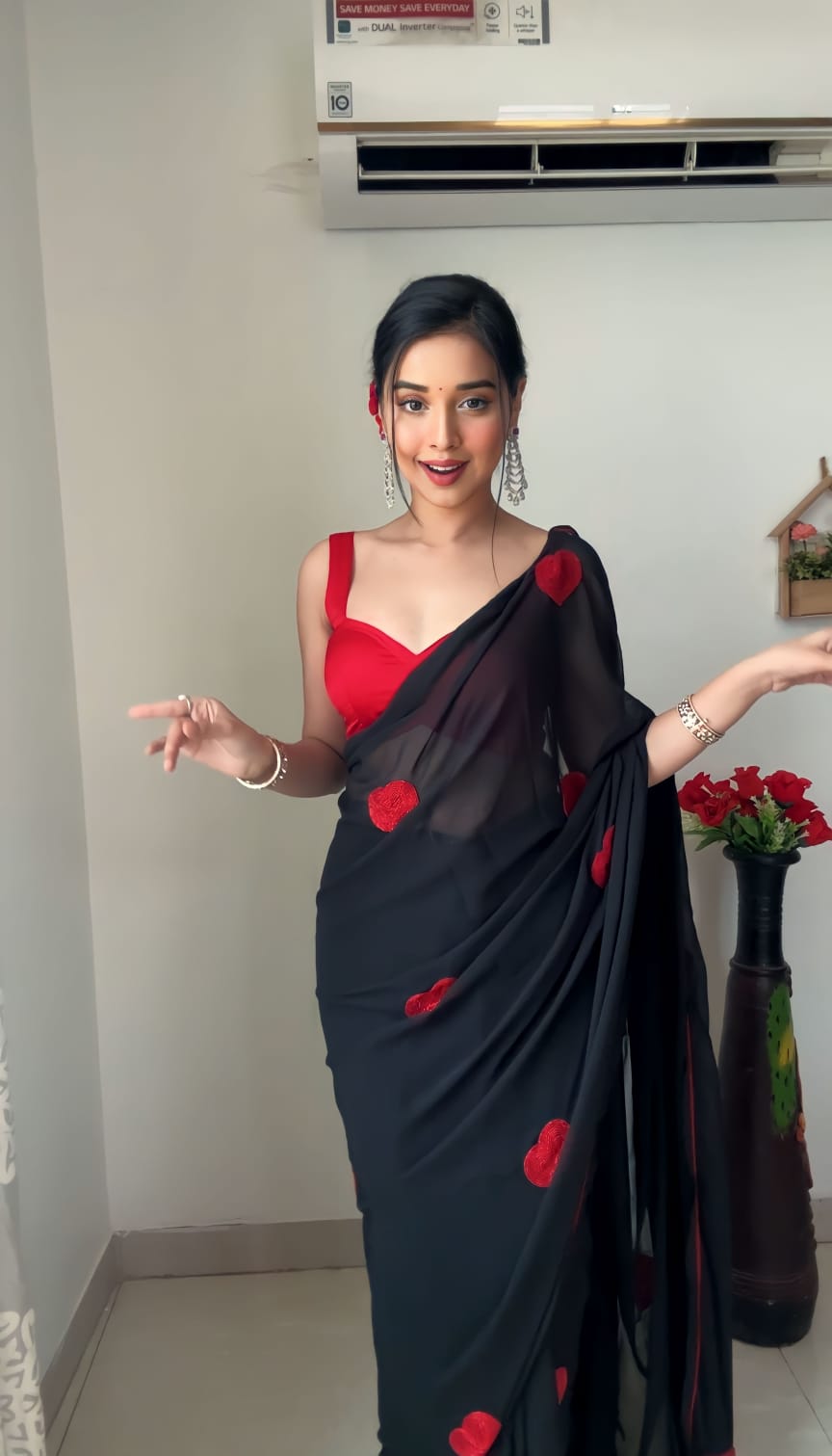 Ready To Wear Georgette Black Saree