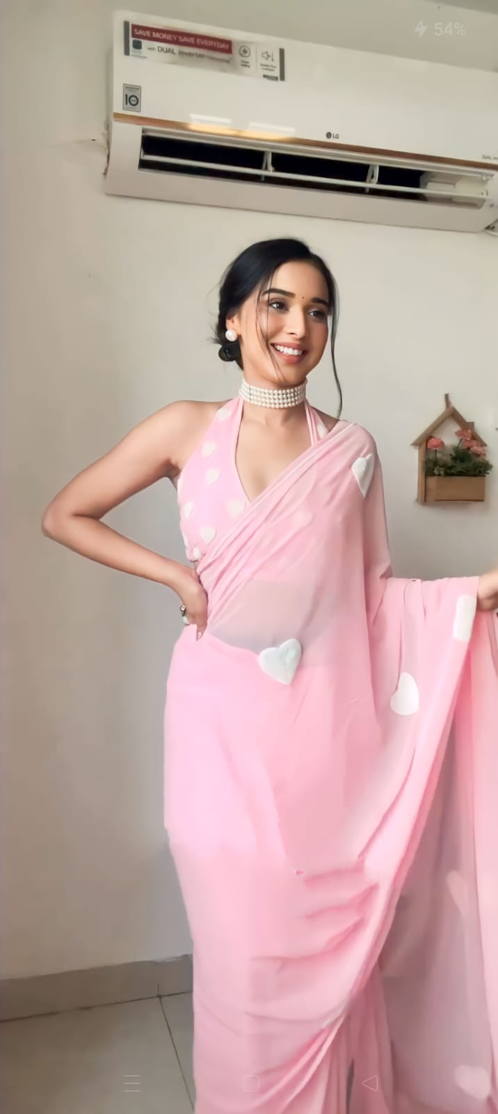 Ready To Wear Georgette Baby Pink Elegant Soft Saree