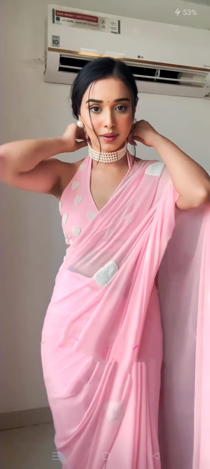 Ready To Wear Georgette Baby Pink Elegant Soft Saree