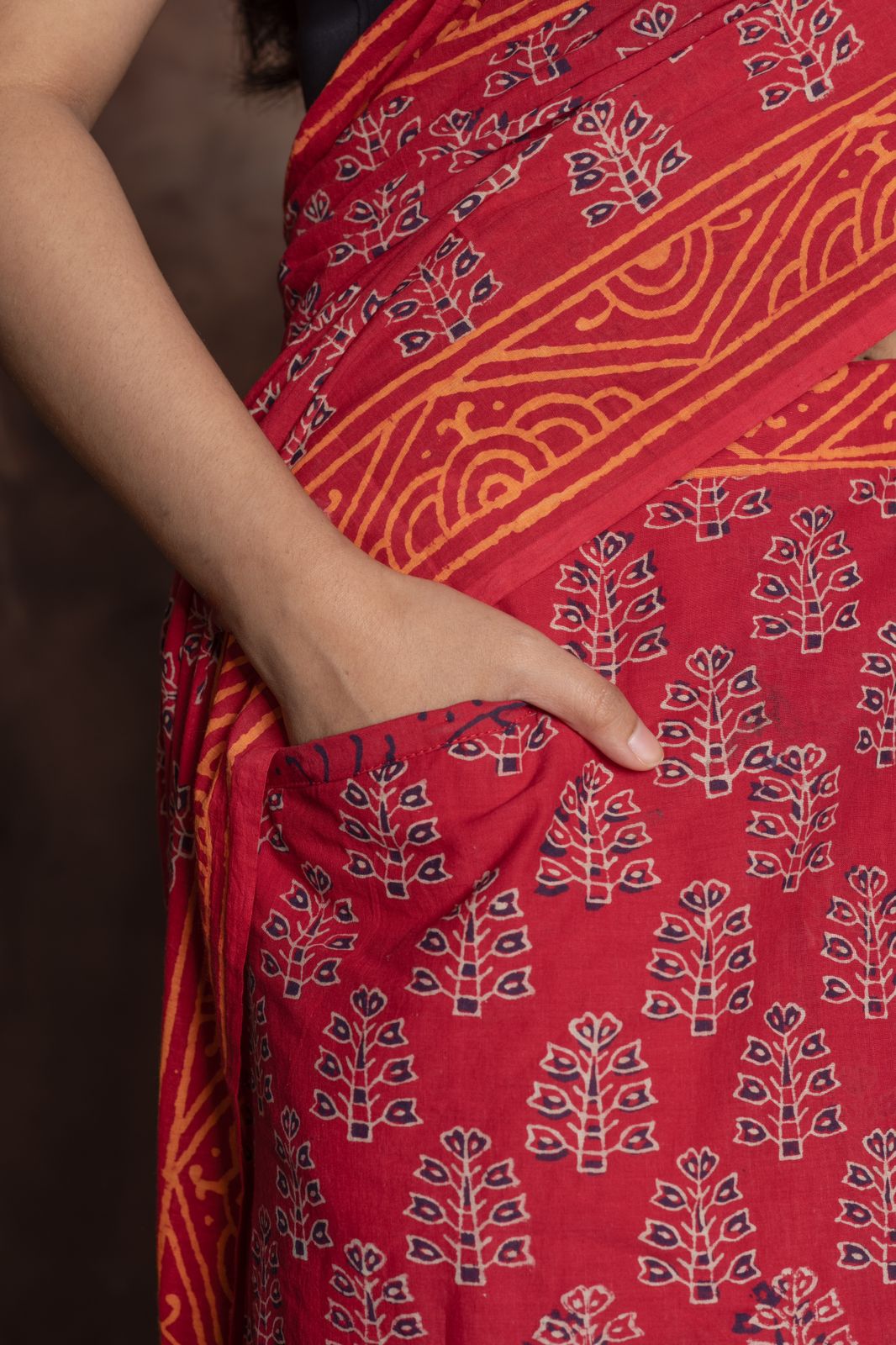 Red Traditional Printed Saree With Elegant Ethnic Design
