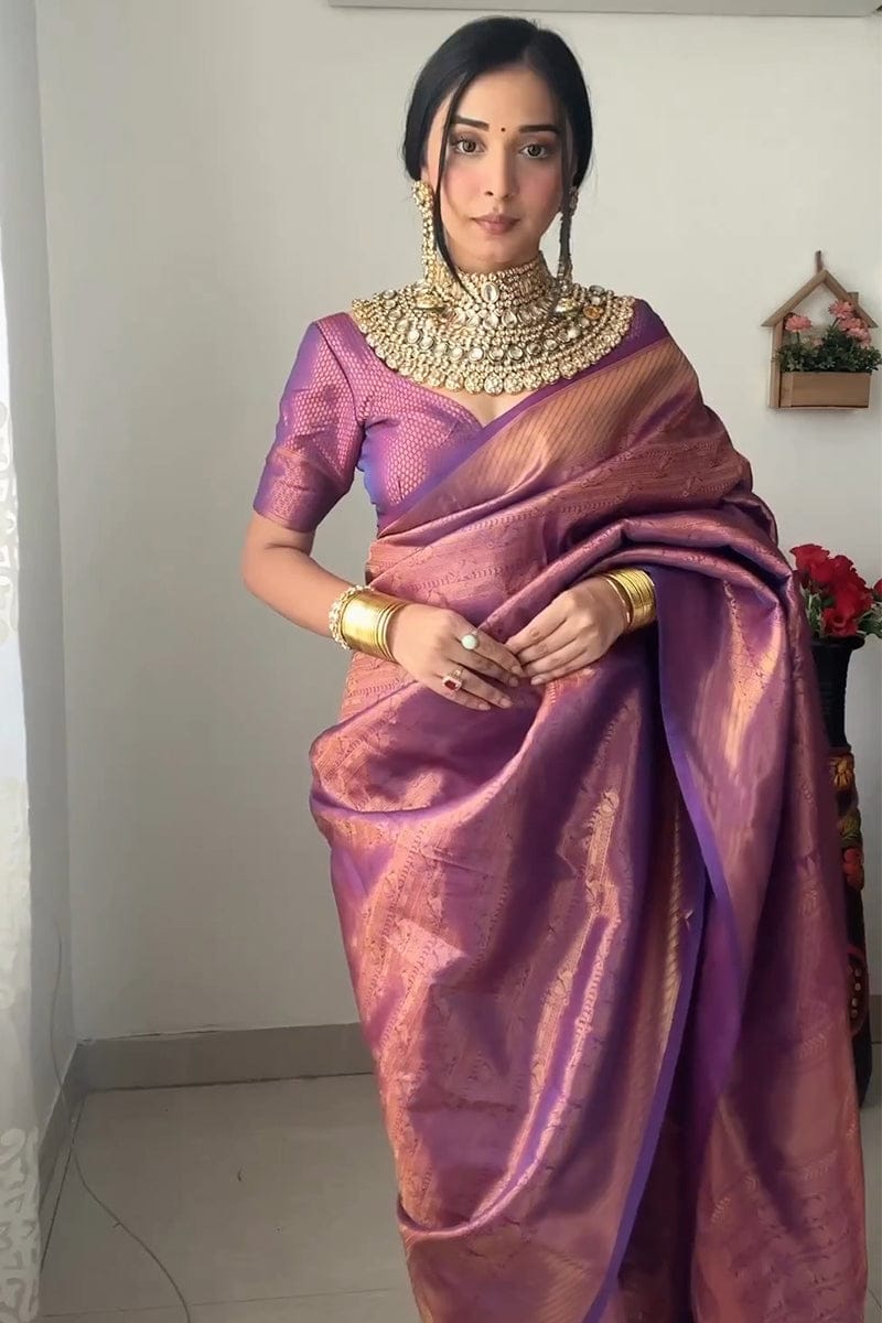 Ready To Wear Banarasi Cream Soft Silk Saree