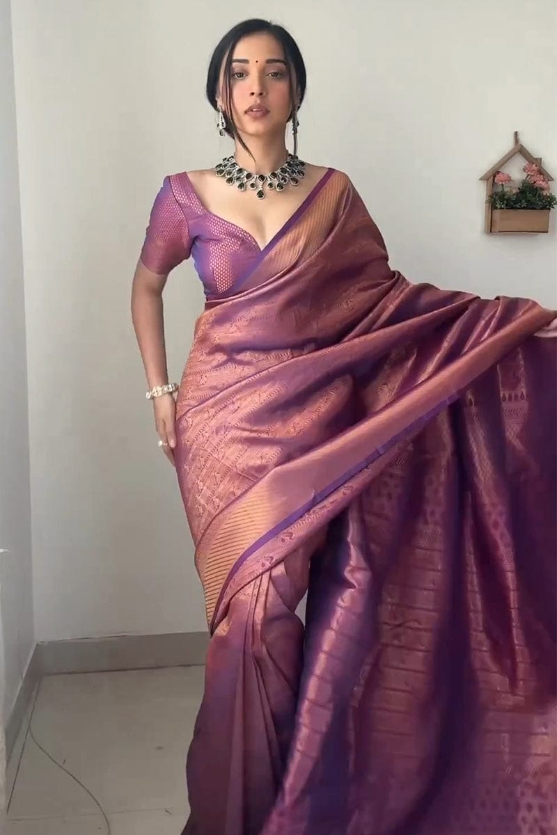 Ready To Wear Banarasi Cream Soft Silk Saree