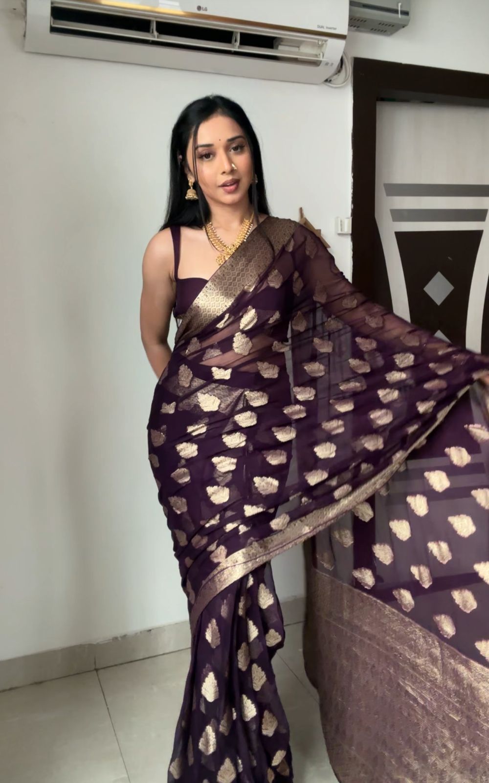 Ready To Wear Banarasi Black Party Wear Saree