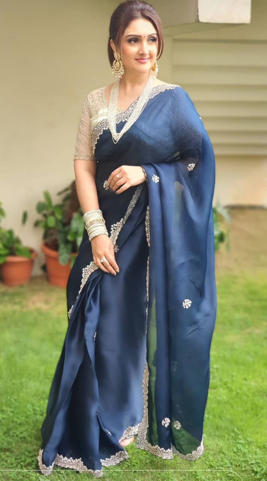 Steel Blue Soft Silk Saree