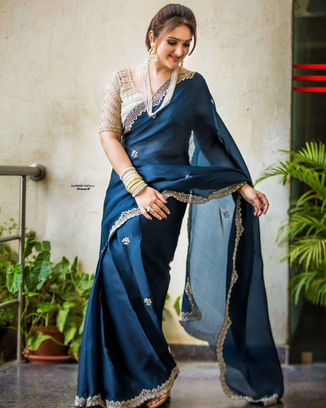 Steel Blue Soft Silk Saree