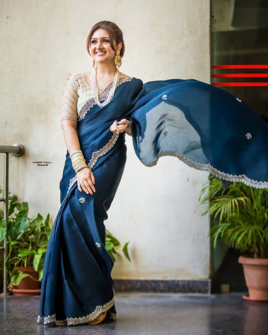 Steel Blue Soft Silk Saree
