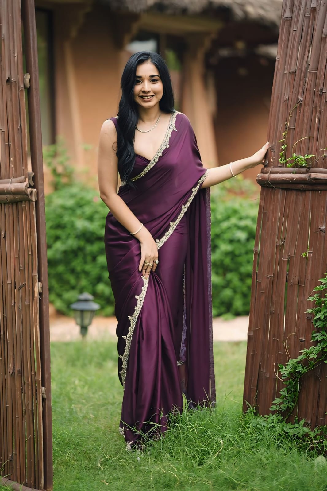 Bright White, Maroon, Bed, Black Party Wear Saree with Silver Border Work