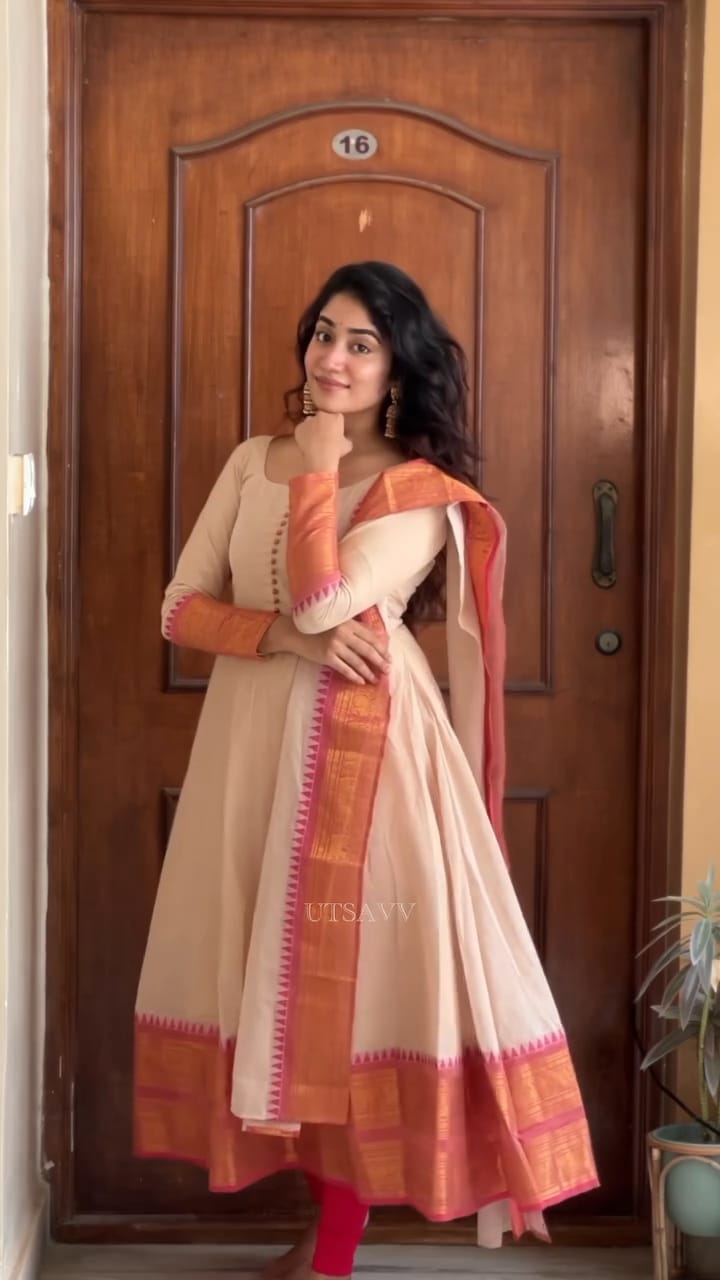 Cream Anarkali Kurti Dress