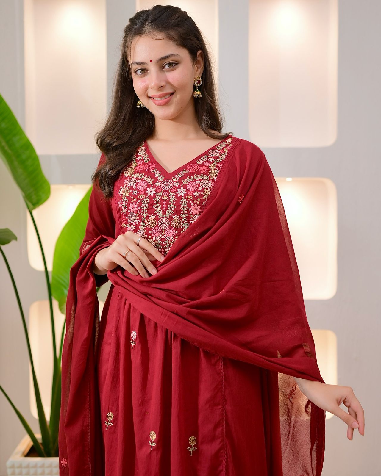 Navy Blue And Orange Kurta Pant Dupatta Set – Designer Ethnic Wear