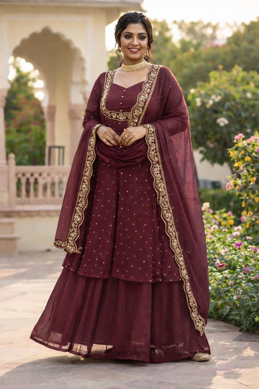 Royal Purple Embroidered Lehenga Choli Set