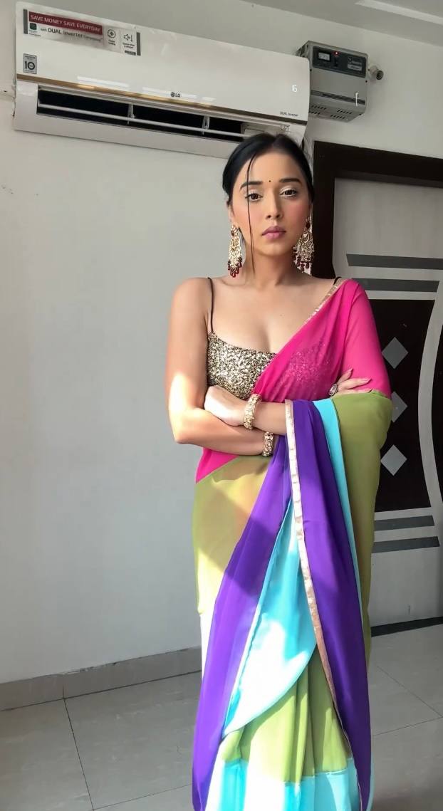 Ready To Wear Georgette Pink and Aqua Designer Saree