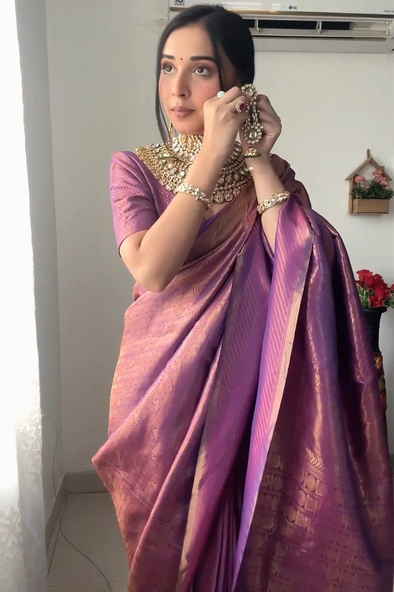 Ready To Wear Banarasi Cream Soft Silk Saree