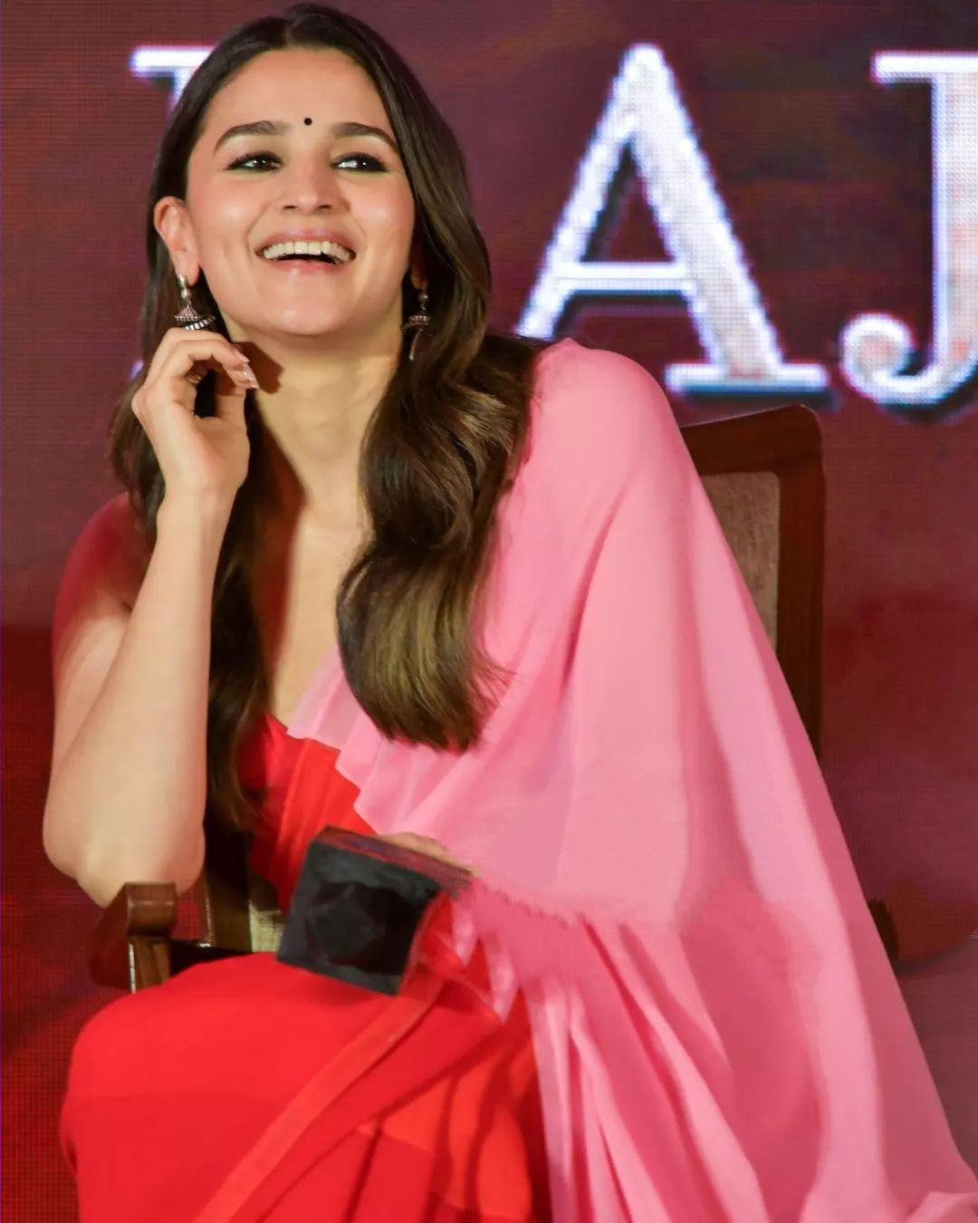 Ready To Wear Georgette Stylish Red and Pink Dual Tone Saree