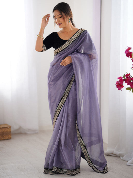 Teal Blue Traditional Saree with Rich Silver Border Work