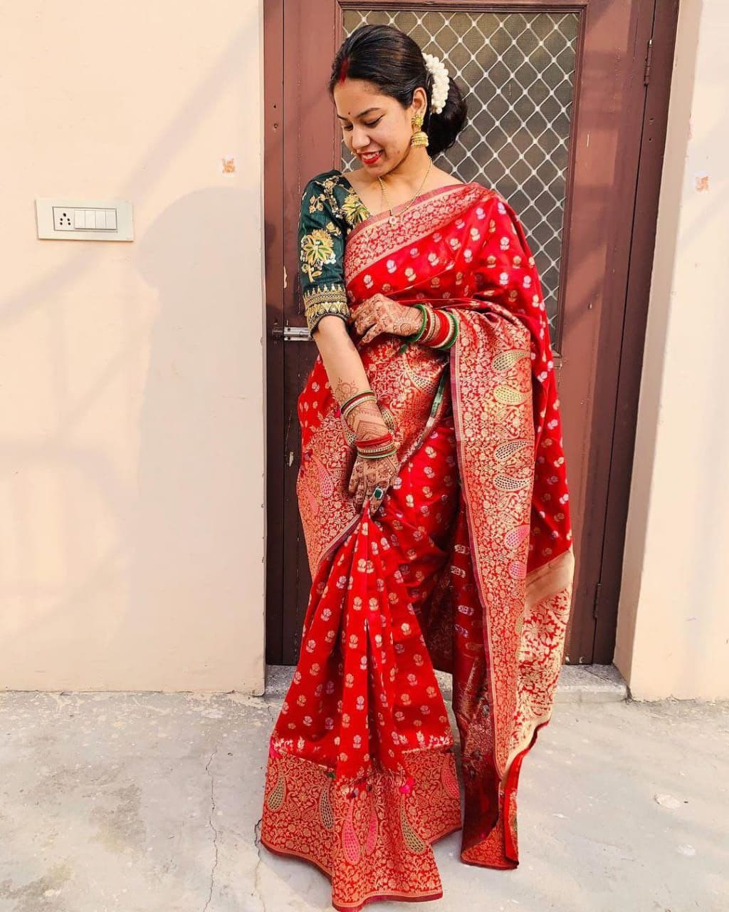Red Traditional Paithani Style Silk Saree