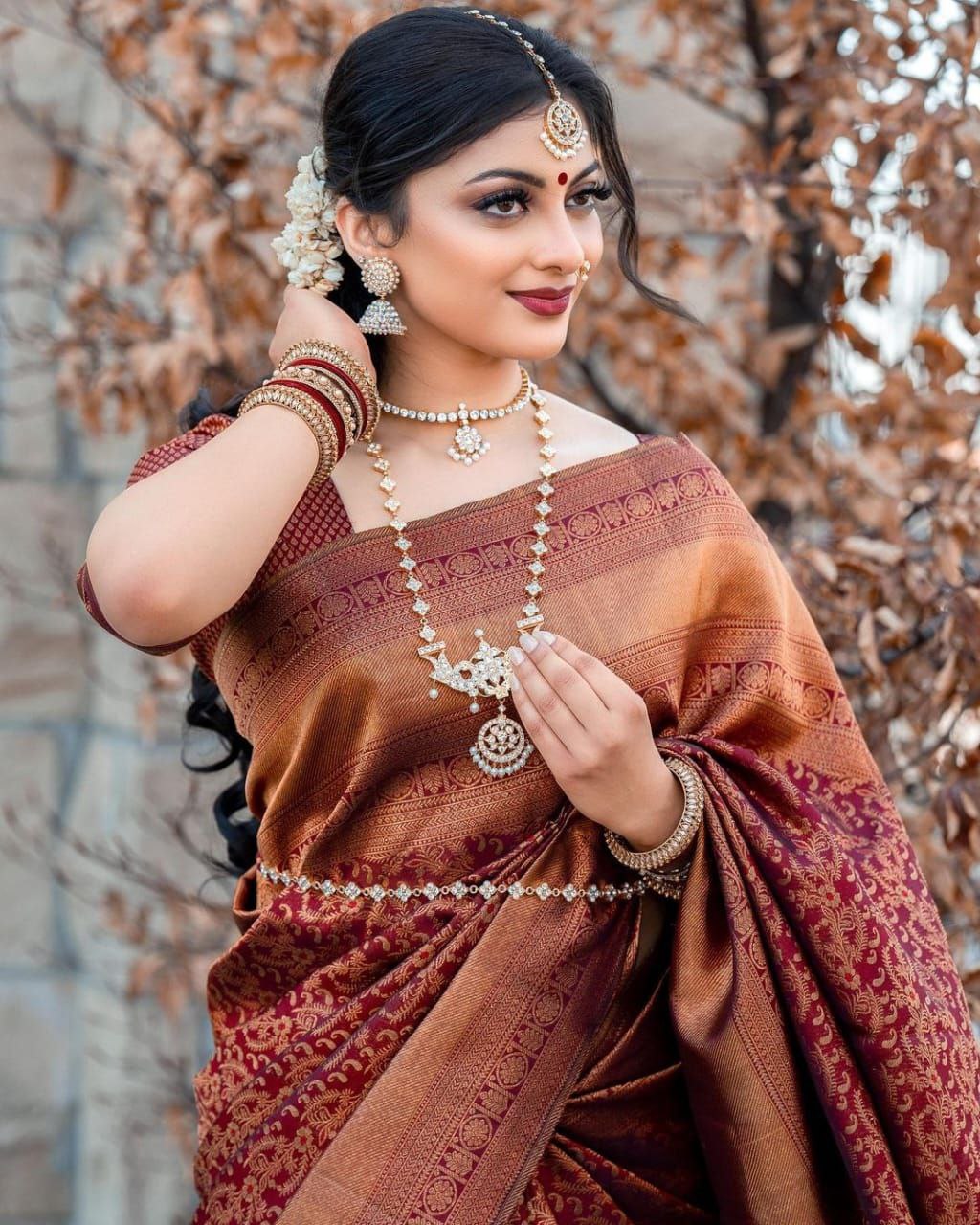 Maroon Designer Saree With Elegant Traditional Styling