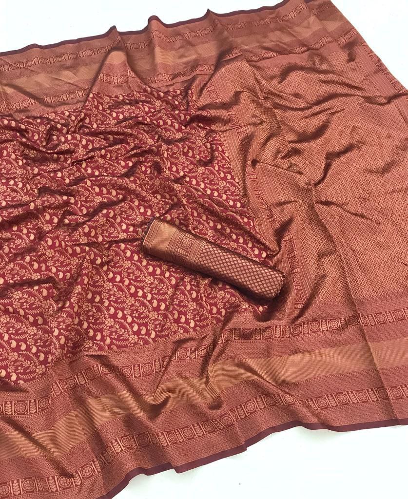 Maroon Designer Saree With Elegant Traditional Styling