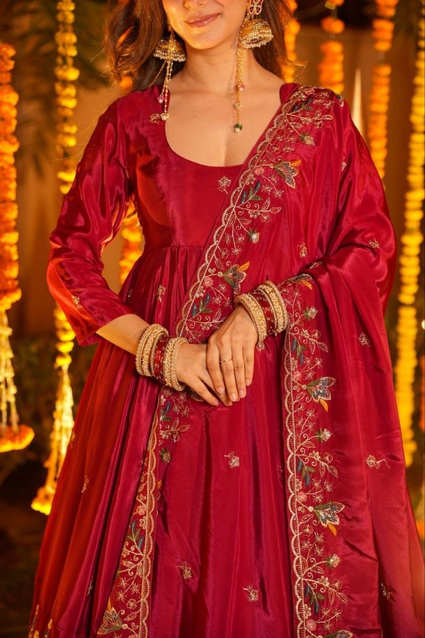 Luxury Silk Anarkali Suit Set