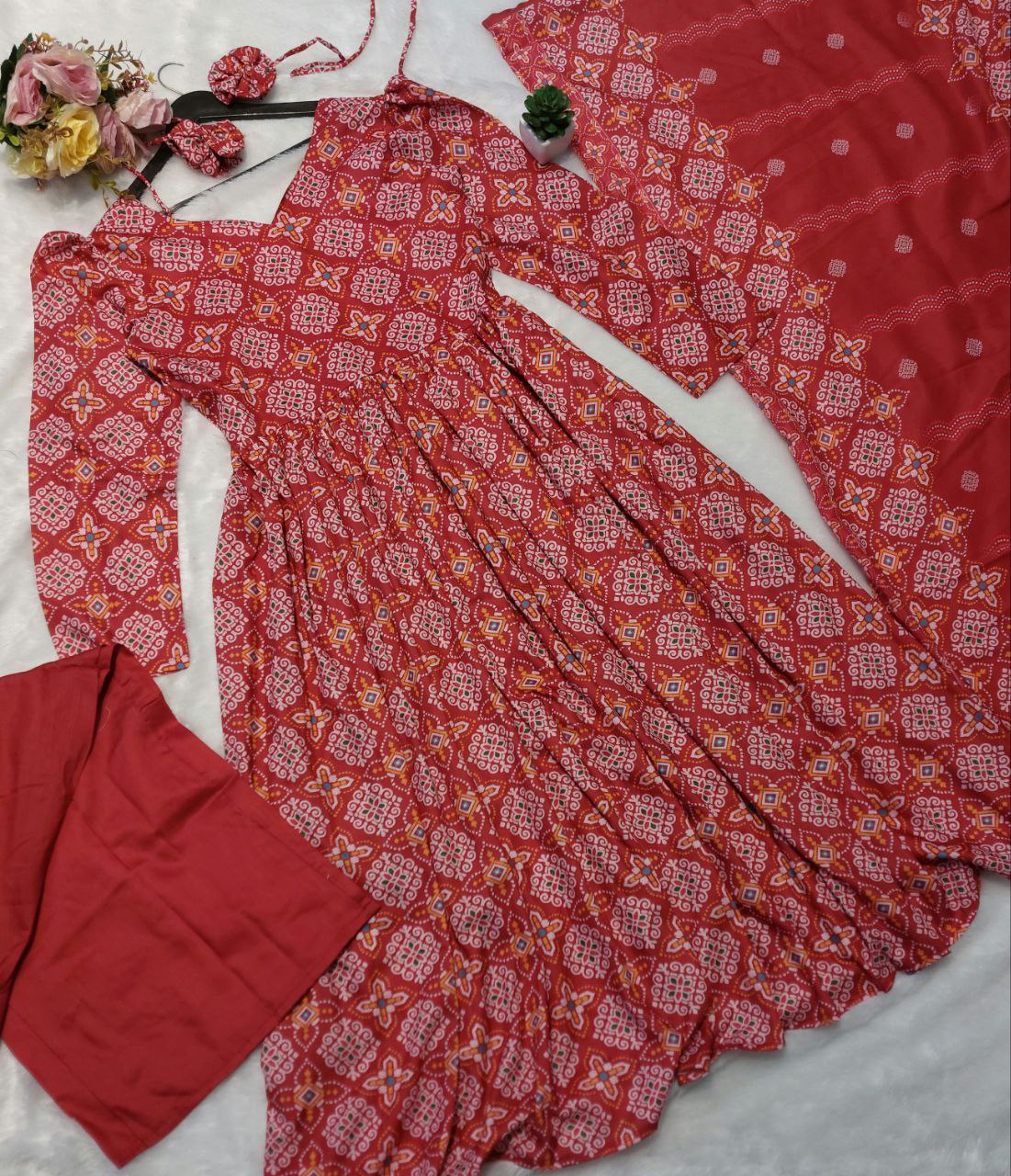 Red Banarasi Lehenga Choli Set With Dupatta