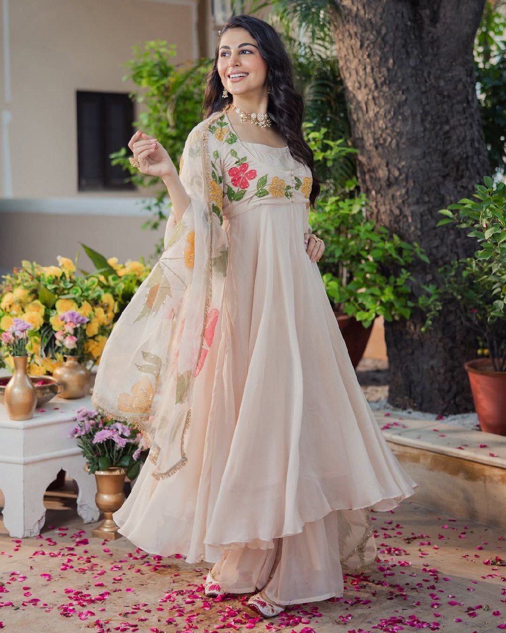Designer Beige Ethnic Suit Set