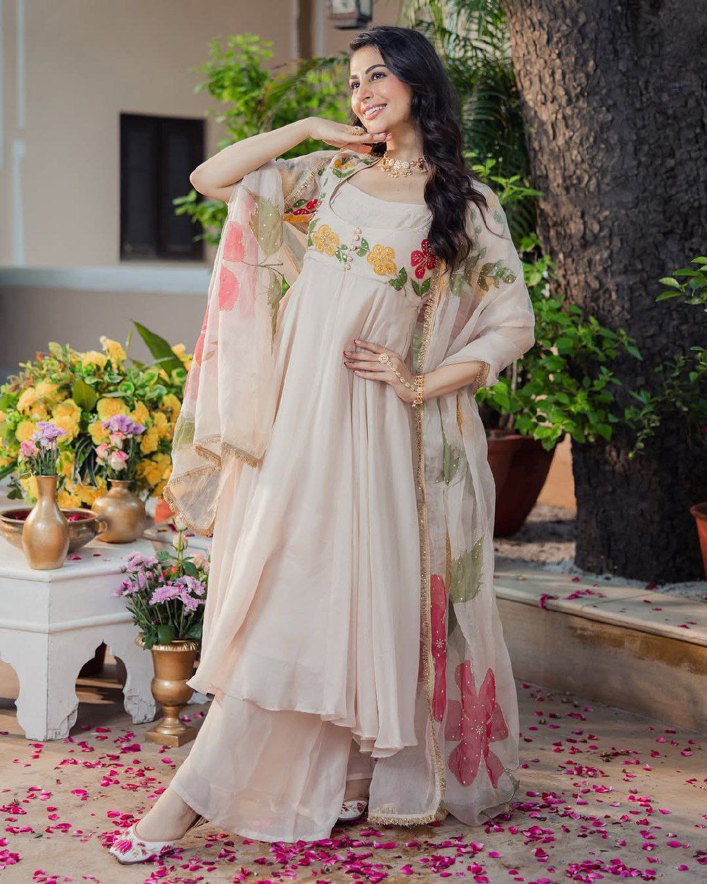 Designer Beige Ethnic Suit Set