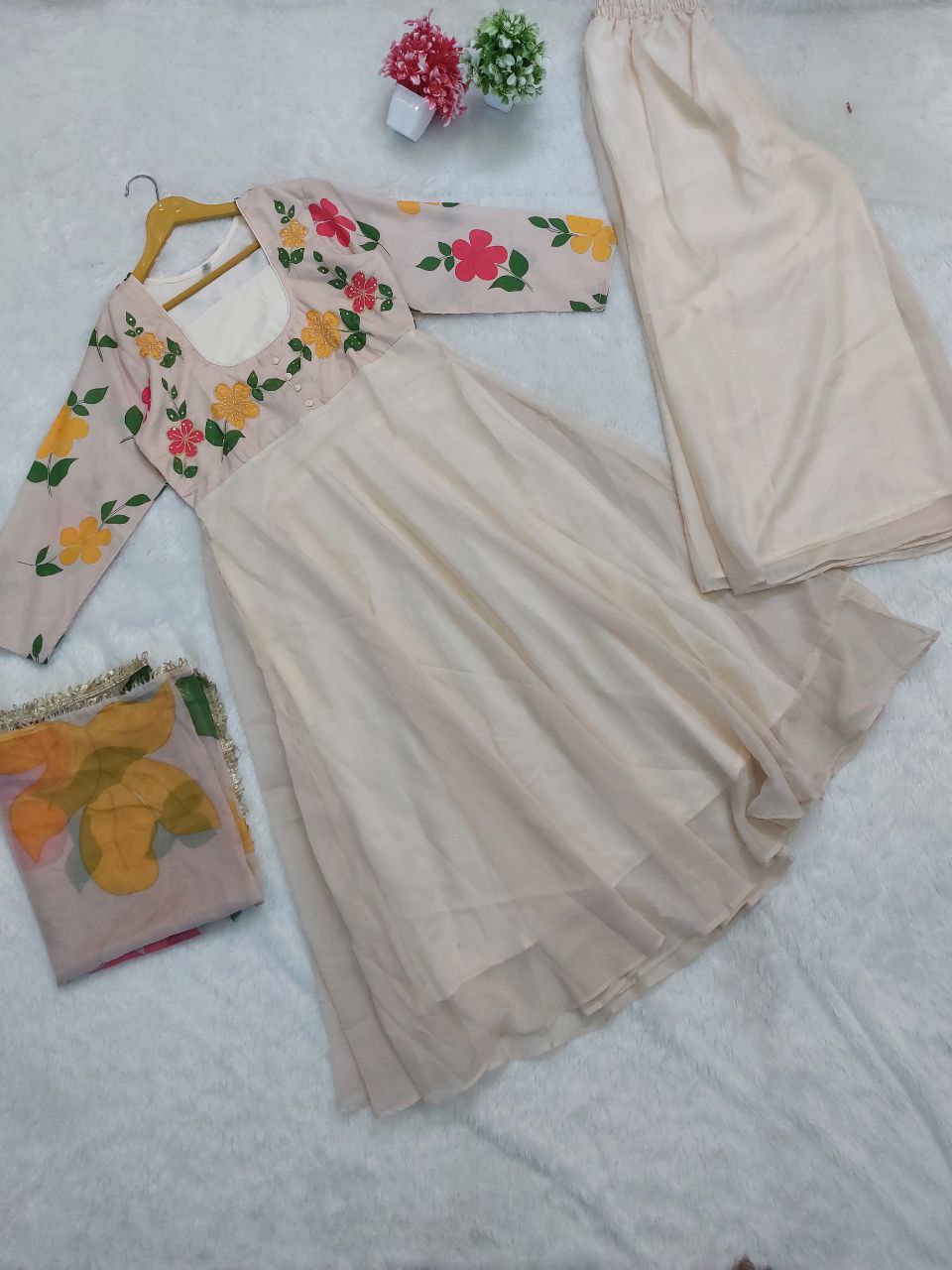 Designer Beige Ethnic Suit Set
