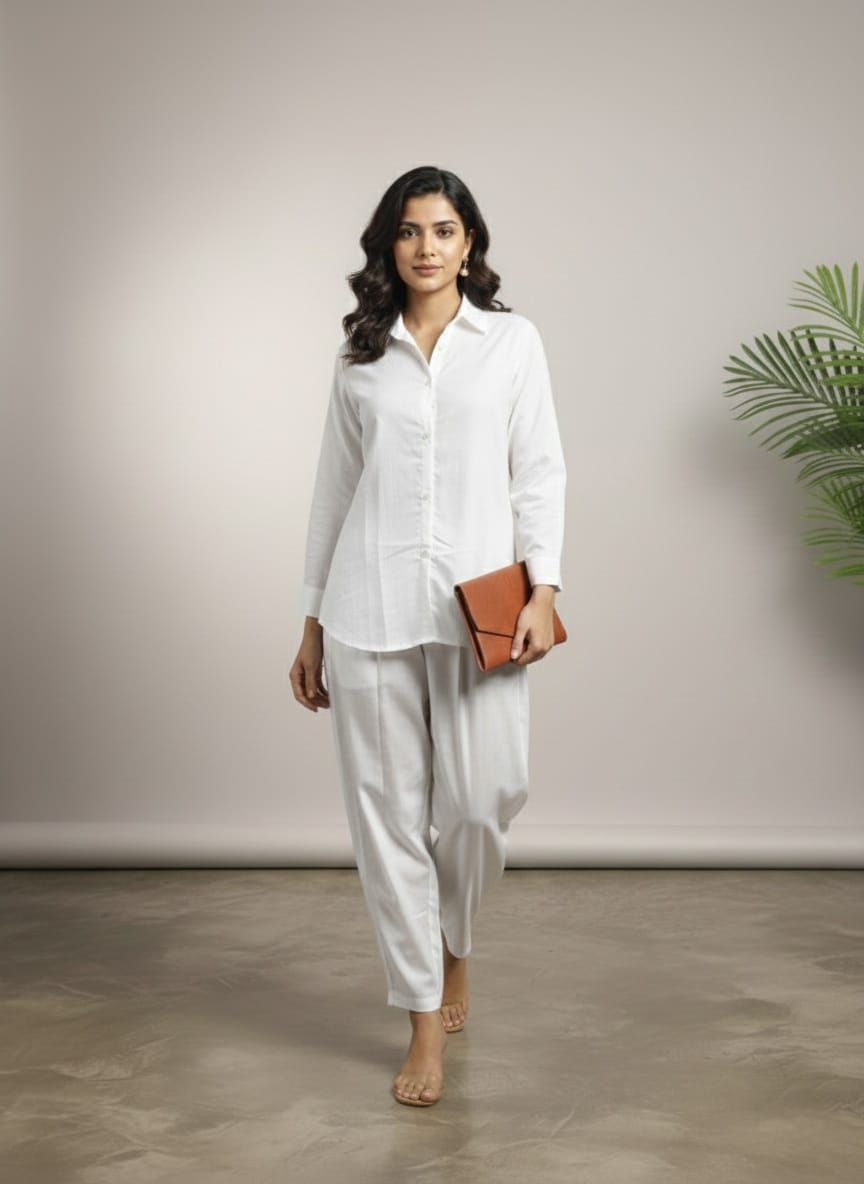 White, Brown, Blue Formal Blazer Co-Ord Set