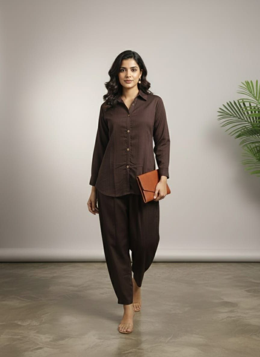 White, Brown, Blue Formal Blazer Co-Ord Set