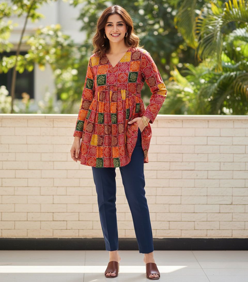 Multicolor Printed Cotton Kurti