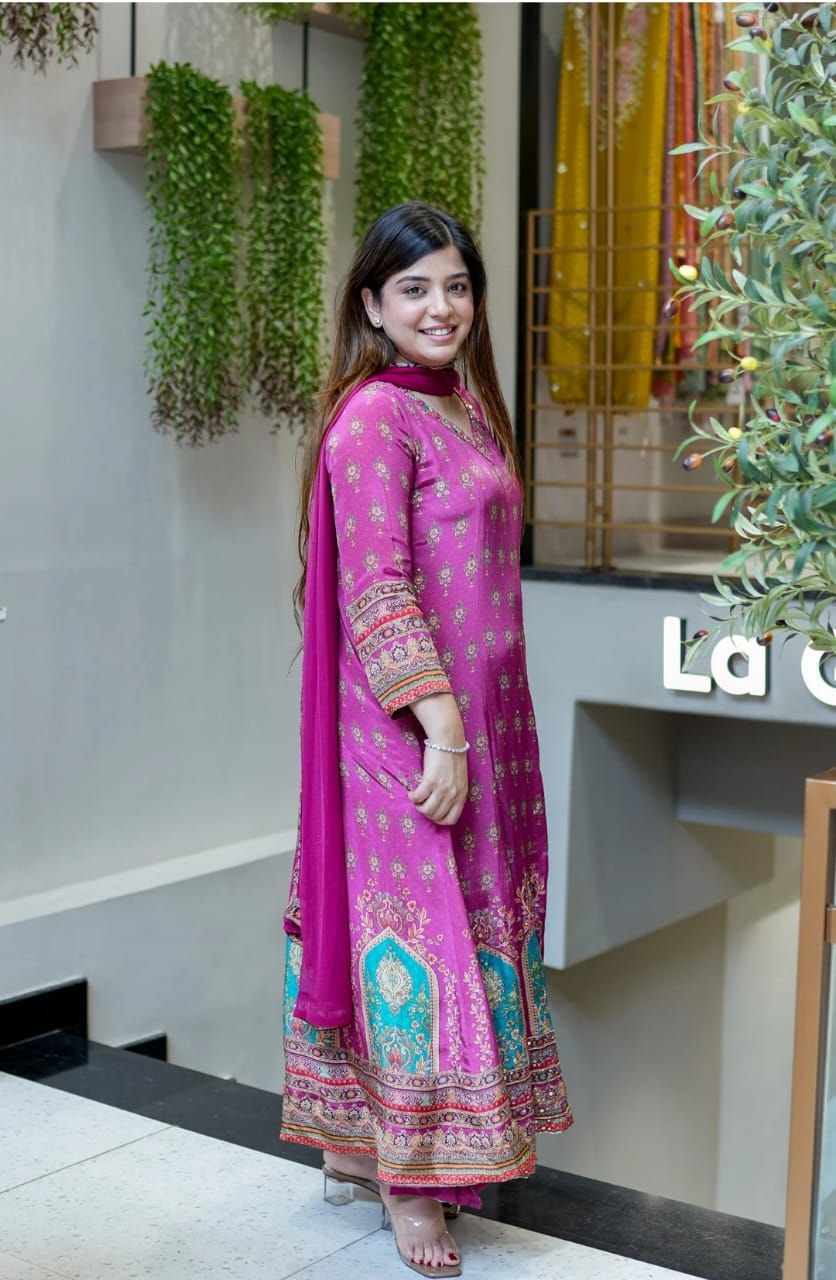 Pink, purpale Traditional Kurta Set with Dupatta