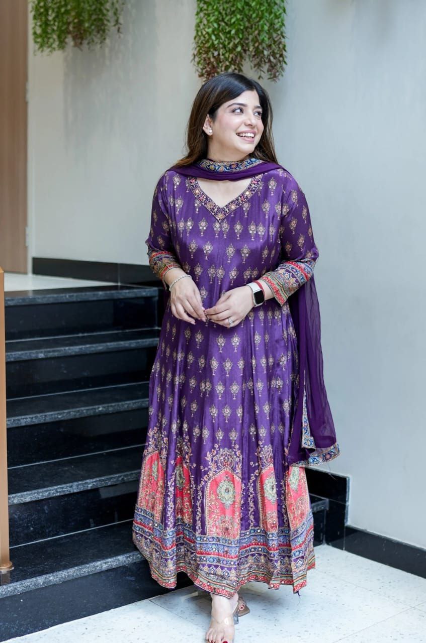Pink, purpale Traditional Kurta Set with Dupatta