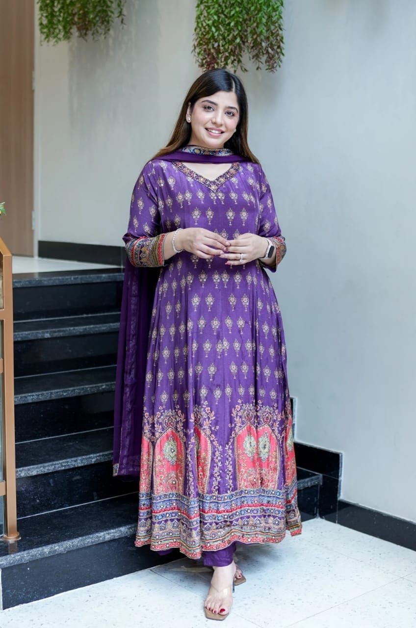 Pink, purpale Traditional Kurta Set with Dupatta