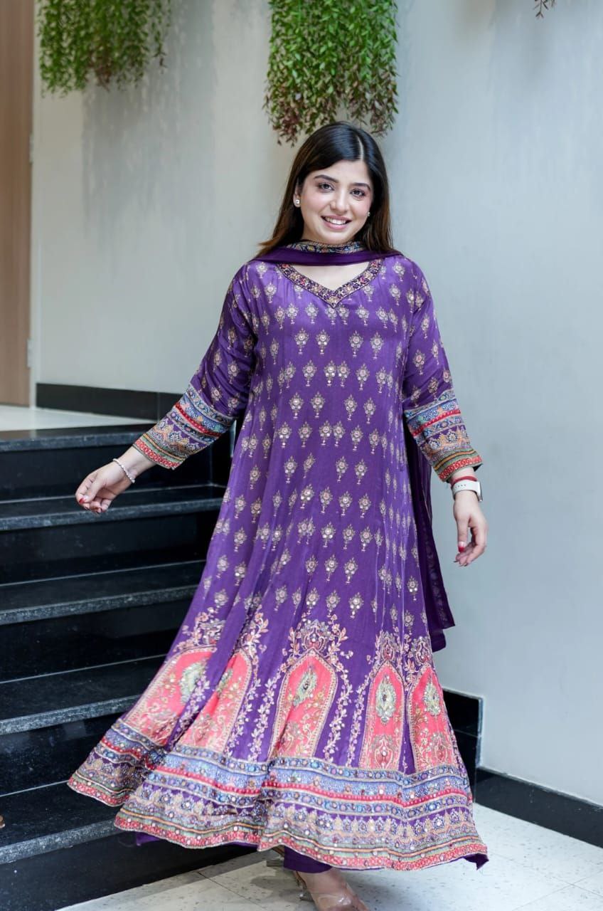 Pink, purpale Traditional Kurta Set with Dupatta