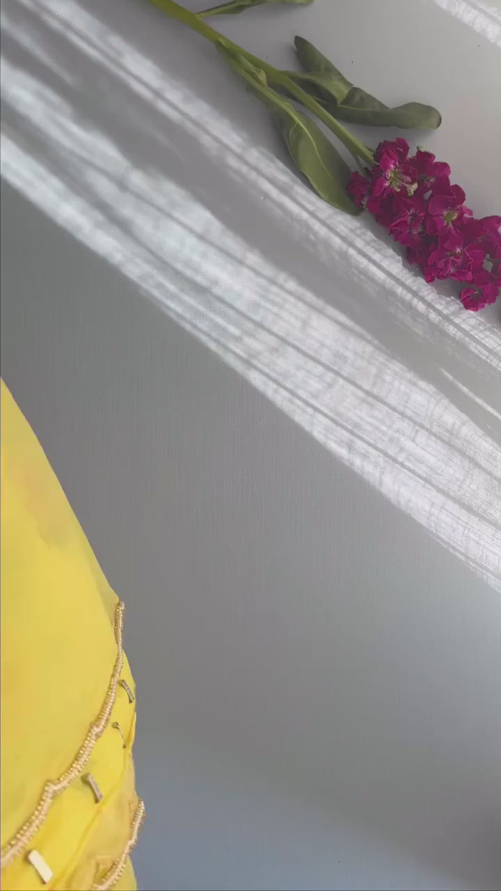 Ivory white, Yellow Floral Printed Saree With Elegant Soft Organza Look