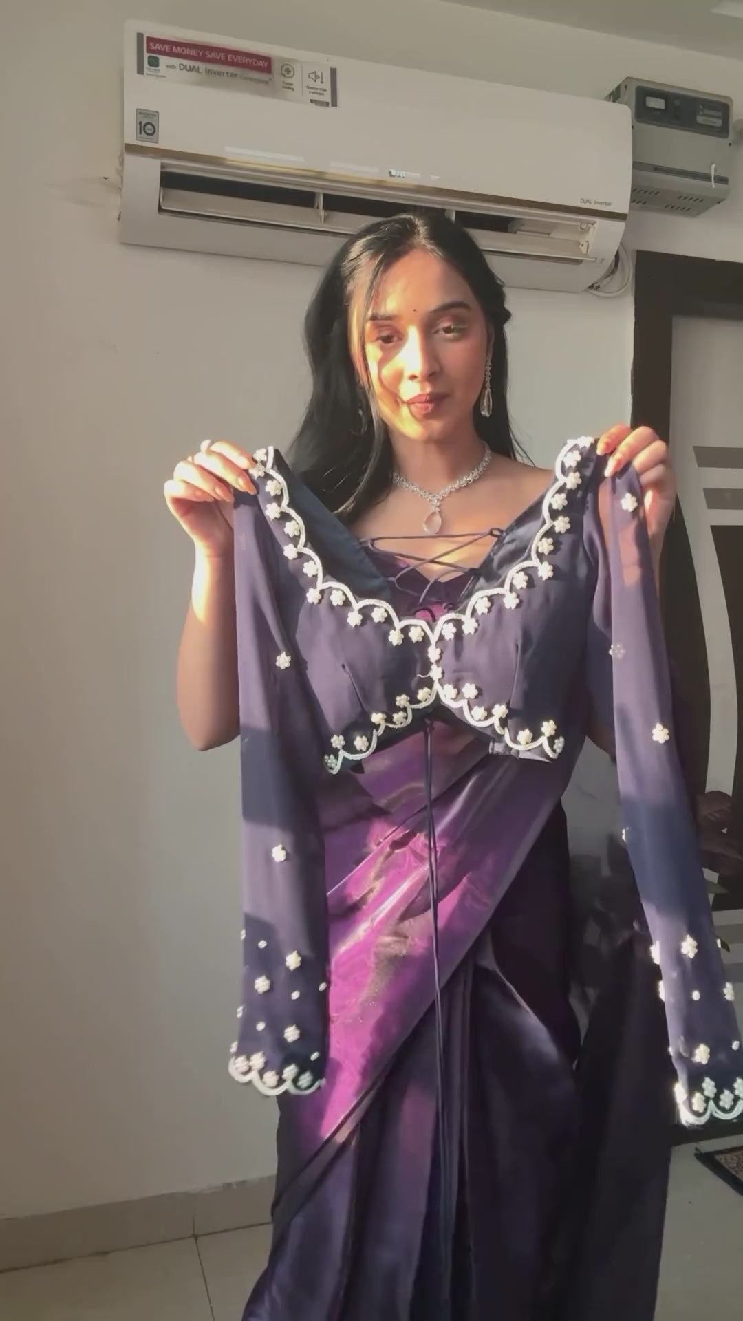 Deep Maroon, White, Pink, Blue Designer Saree With Elegant Pearl Border Work
