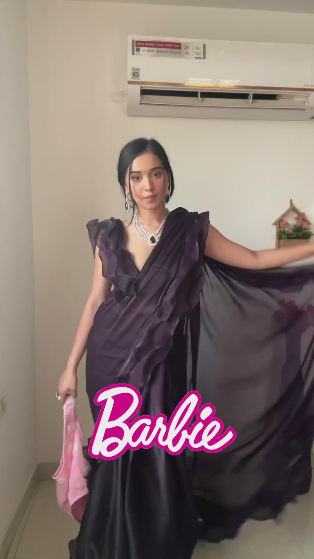 Ready To Wear Georgette Baby Pink Elegant Soft Saree