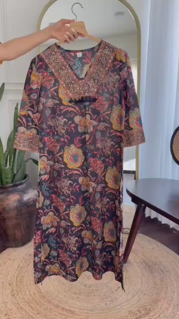 Black Printed Ethnic Maxi Dress