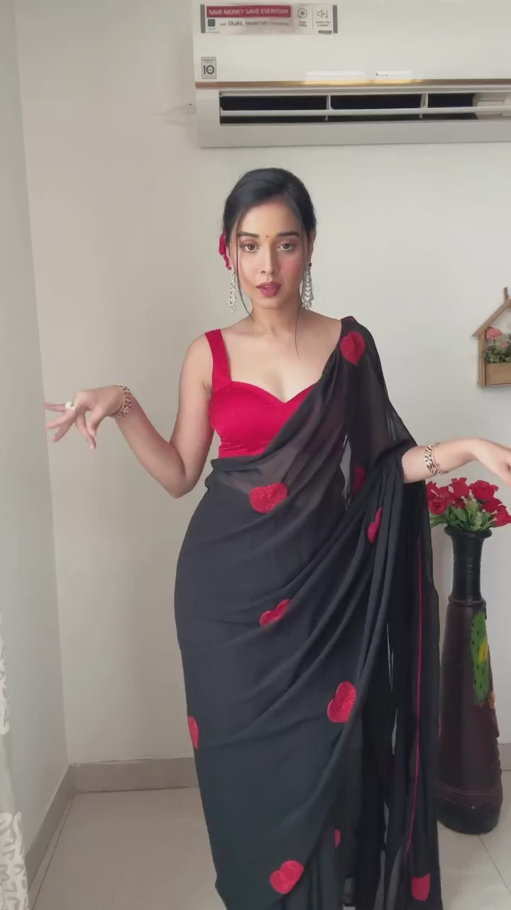 Ready To Wear Banarasi Red Saree With Golden Woven Ethnic Design