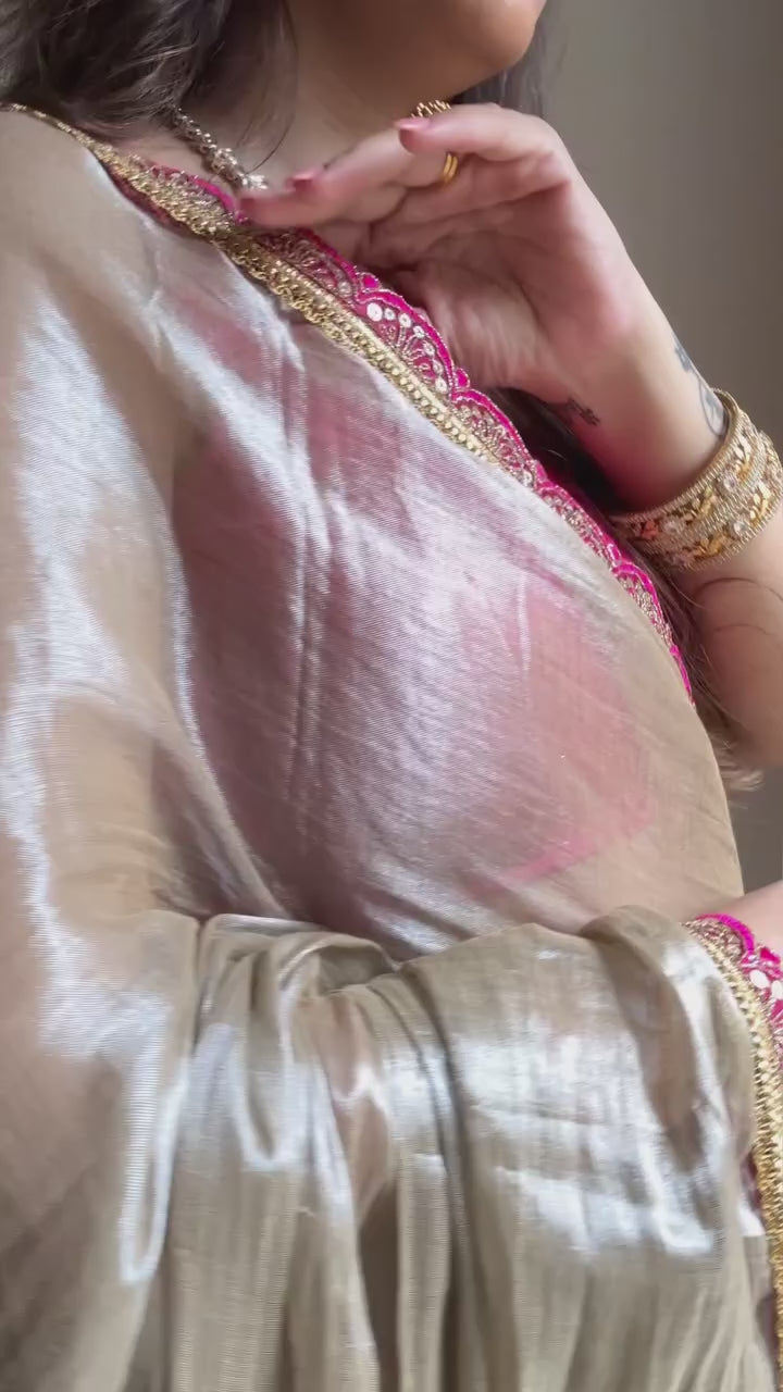 Mustard Gold, Blue Orange, Pink, White Silk Saree