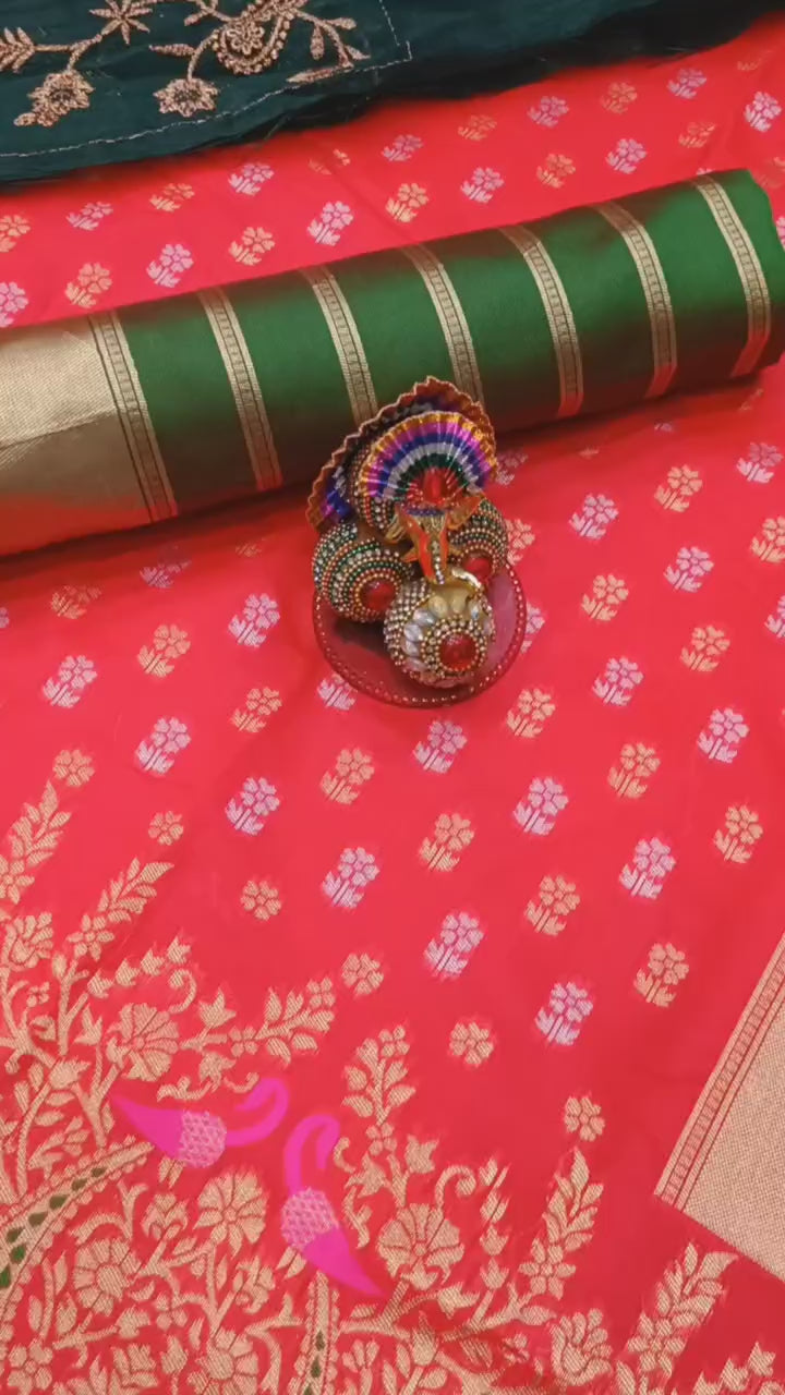 Red Traditional Paithani Style Silk Saree