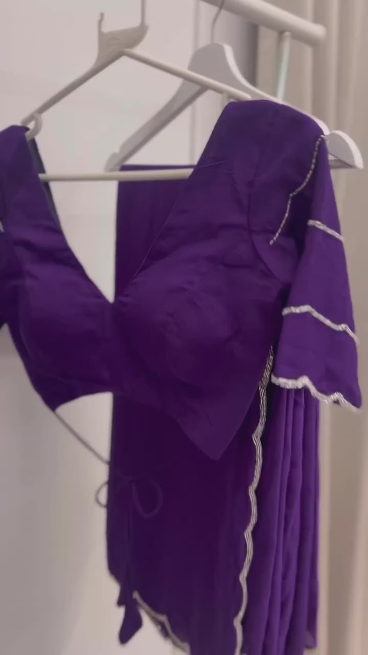 Royal Purple Party Wear Saree With Elegant Stone Border