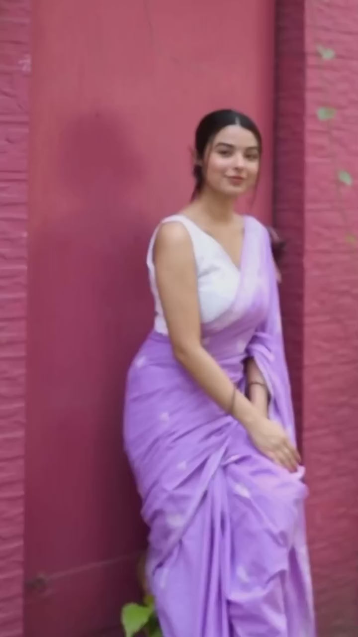 Lavender Purple Designer Saree With Elegant Soft Drape