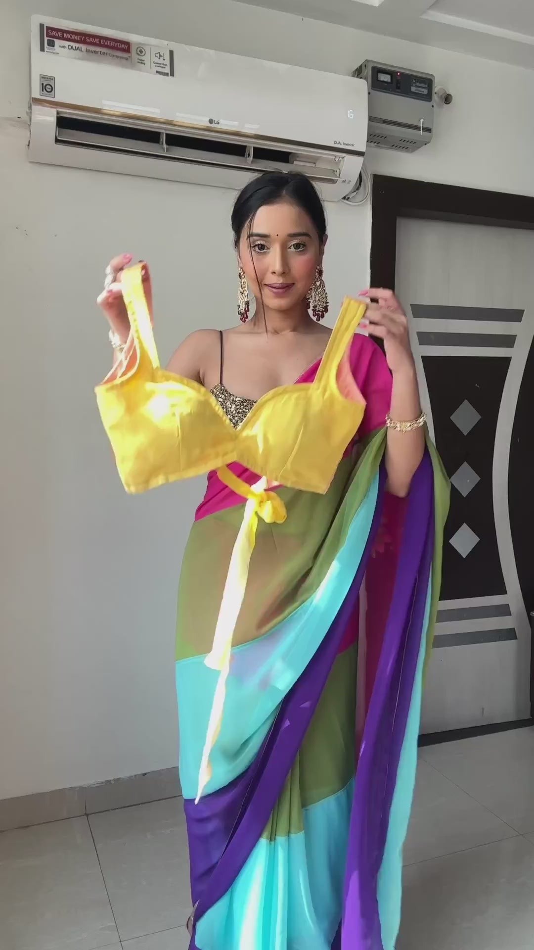 Ready To Wear Georgette Sunshine Yellow Ombre Designer Saree
