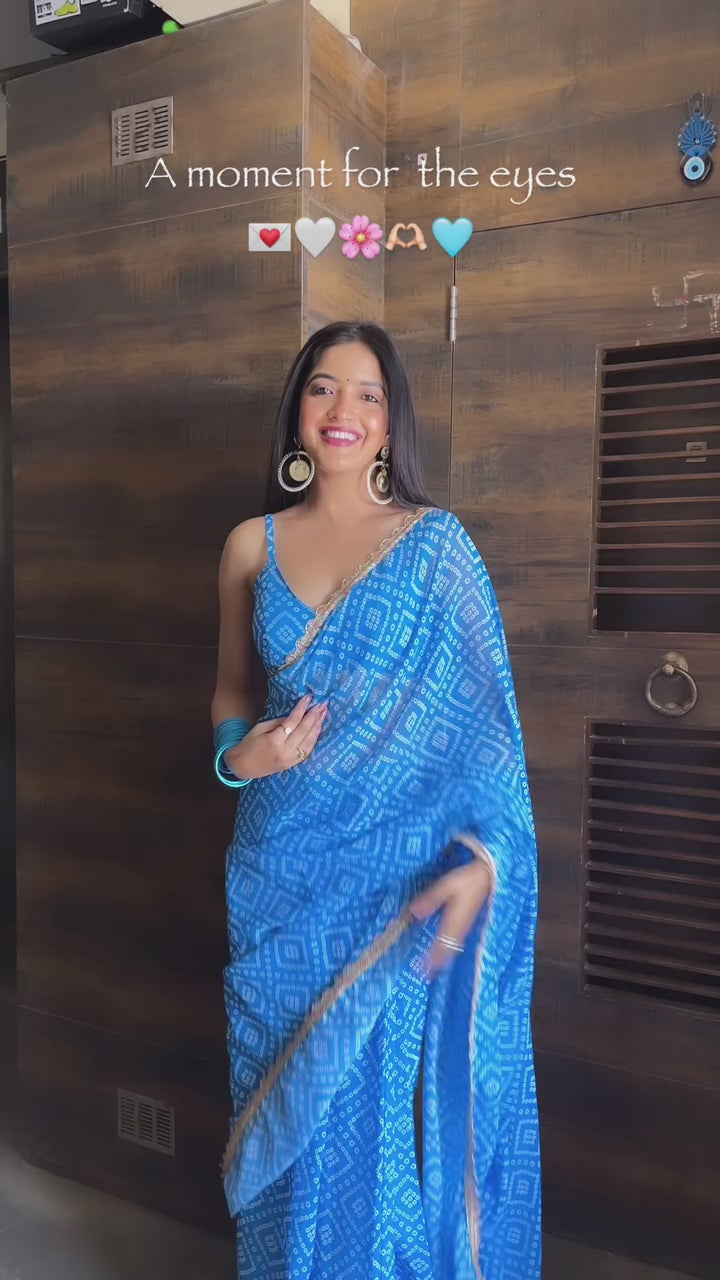 Royal Blue Designer Saree With Elegant Stone Border