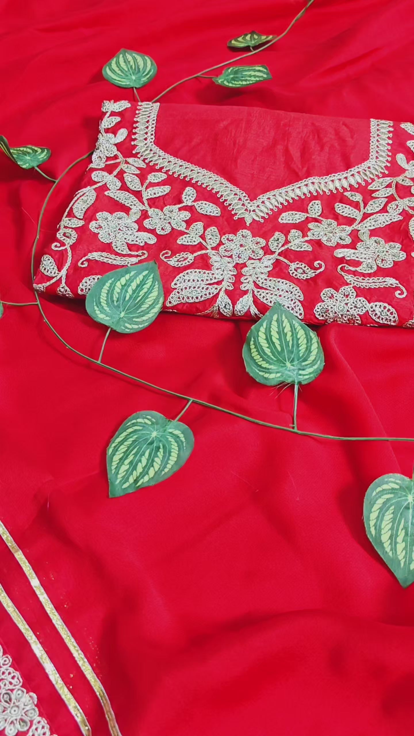 Red Designer Saree With Embroidered Border
