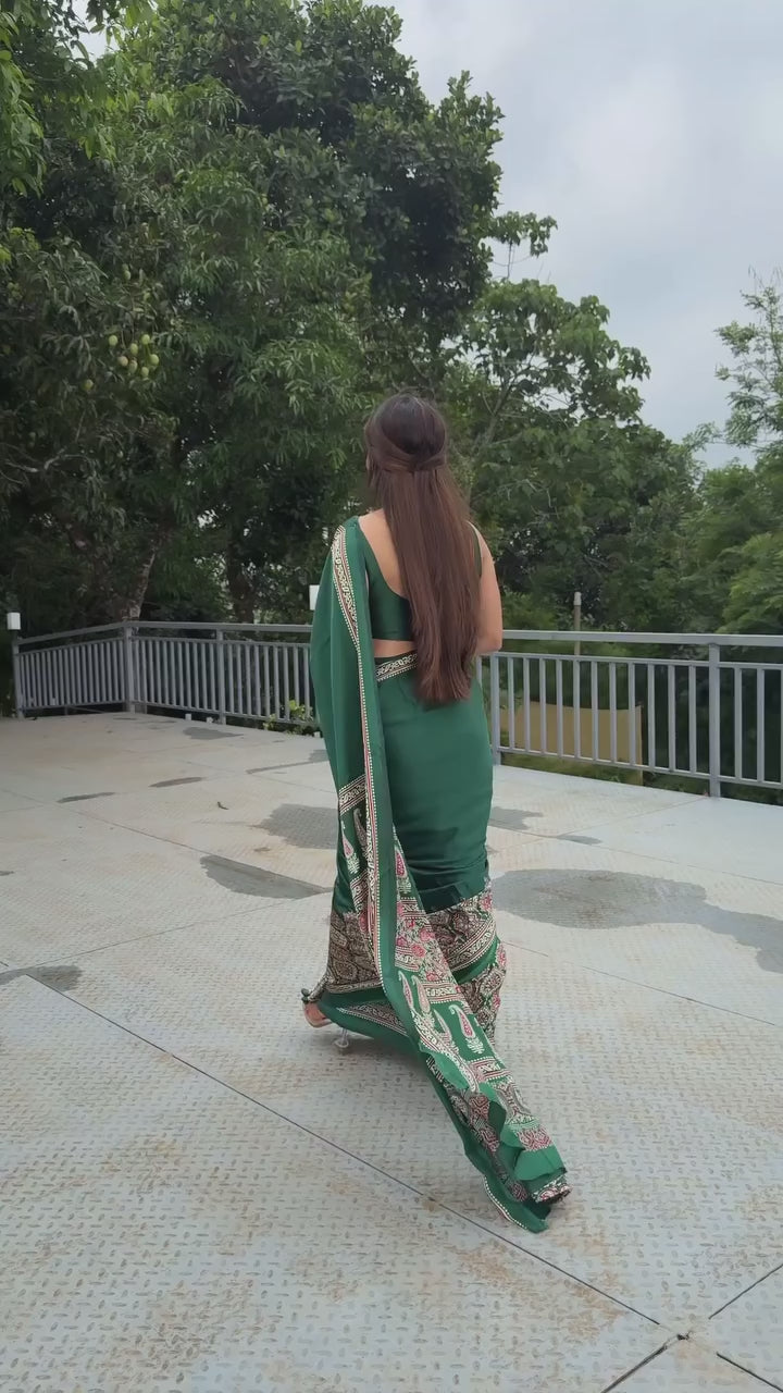Women Ethnic Printed Saree with Elegant Traditional Border